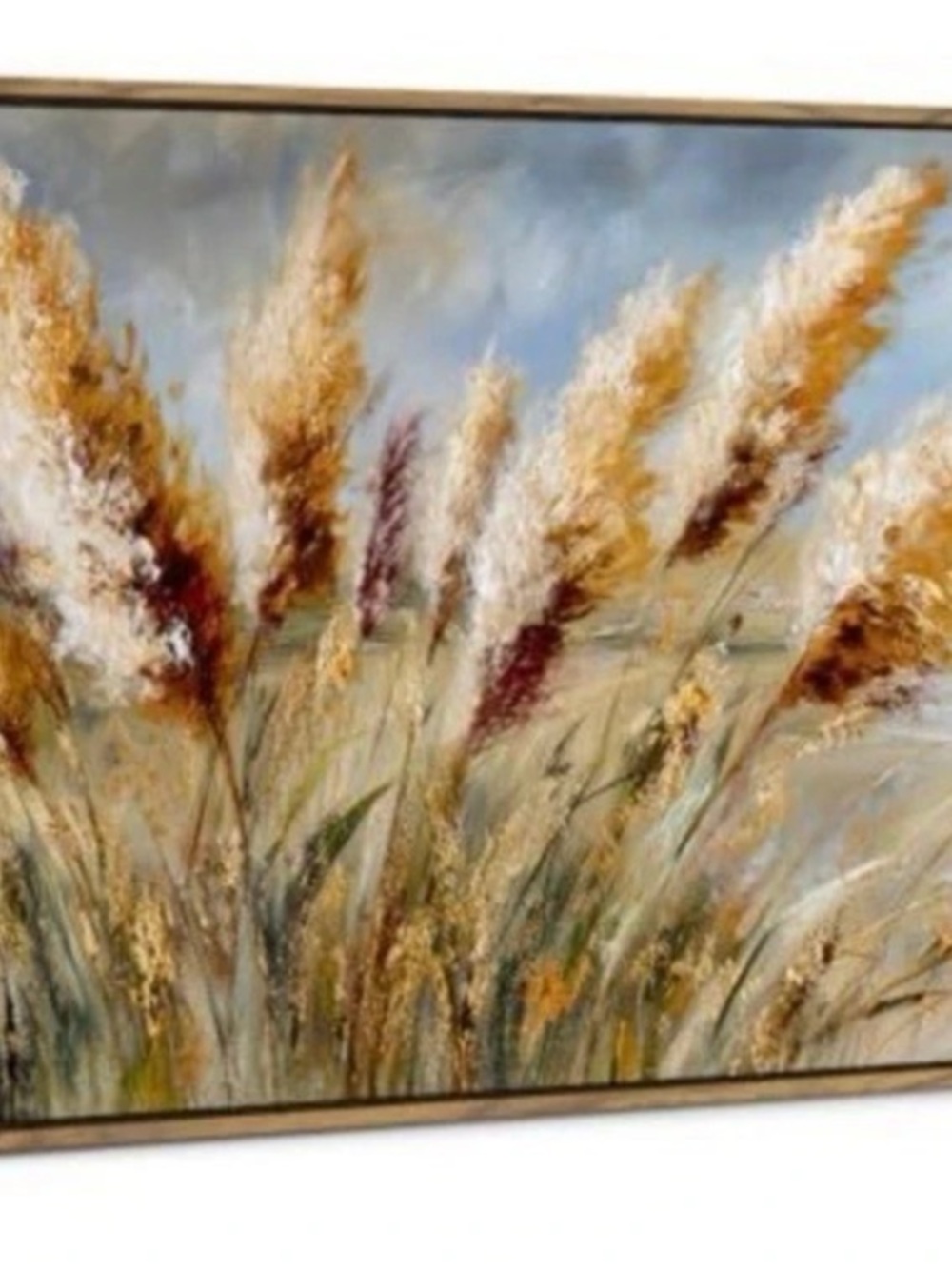 Pampas Grass Framed Painting Brown & Blue